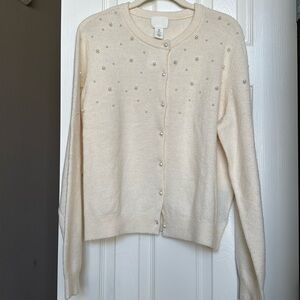 H&M off-white cardigan with pearls. NWT, size L